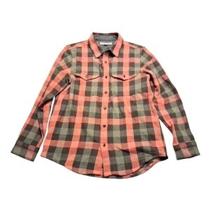 Outerknown Men's Casual Plaid Blanket Shirt - Salmon and Gray